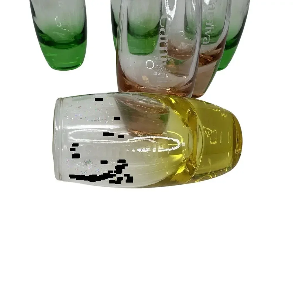 6 Carnival Cruise Multicolor 3.5” Shot Glasses - Yellow Green Peach/Amber